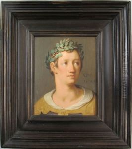 A Young Man with a Crown of Laurel Leaves by Cornelis van Haarlem