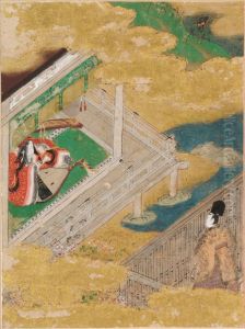 The Maiden of the Bridge (Hashihime), Illustration to Chapter 45 of the Tale of Genji (Genji monogatari)