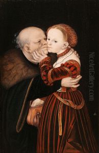 Ungleiches Paar / Der alte Narr by Lucas Cranach the Elder