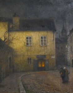 Jakub Schikaneder --- A Street Corner in Prague by Jakub Schikaneder