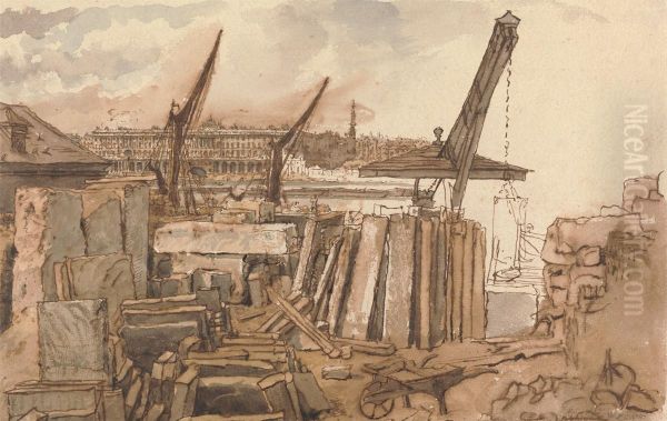 The Building of Waterloo Bridge - view 1