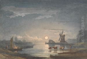 Moonlight on the River near Bruges