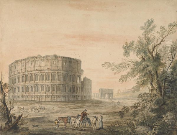 Colosseum, Rome, with Arch to the Left - view 1