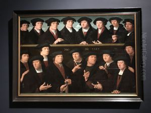 Een groep schutters, 1529 - middenpaneel by Dirck Jacobsz.