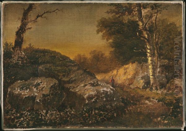 Autumn Landscape with Man Fishing - view 1