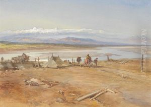 The River Chenab, Punjab by William Simpson
