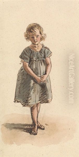 Young Girl Standing Barefoot - view 1