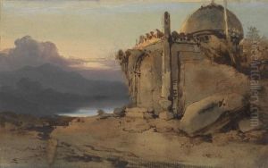 Ruins of a Temple, Sunset by George Chinnery