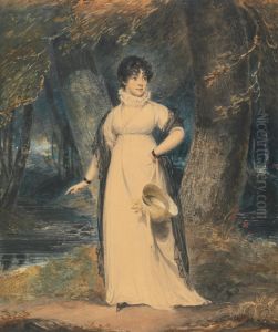 A Landscape with a Portrait of a Lady, Full Length, Holding a Hat A Landscape with a Portrait of a Lady, Full Length, Holding a Hat