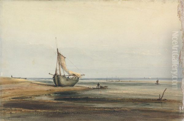 Coast Scene with a Beached Boat - view 1