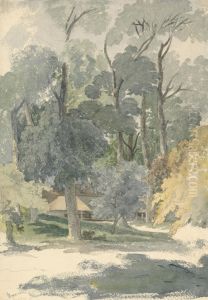 Trees and Barns in Ashstead Park, Surrey by Robert Hills