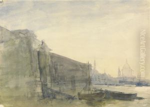 The Thames, Early Morning, Towards St. Paul's by John William Inchbold
