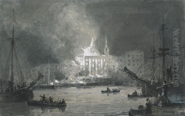 Fire on the Thames - view 1