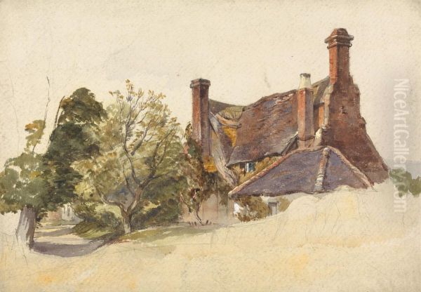 Study of a Cottage by a lane - view 1