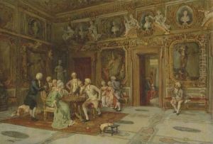 A Game Of Chess In The Bernini Room, Villa Borghese, Roma A Game Of Chess In The Bernini Room, Villa Borghese, Roma