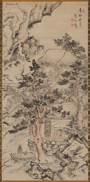 Mountain Hut and Scholar Viewing Plum Blossoms - view 1