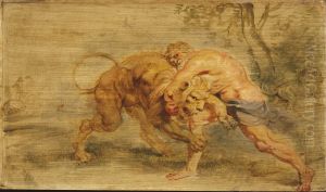 Hercules Strangling the Nemean Lion by (studio of) Rubens, Peter Paul