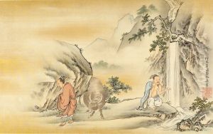 Hu You Washing His Hair in a Waterfall; Zhao Fu Moving His Ox Downstream