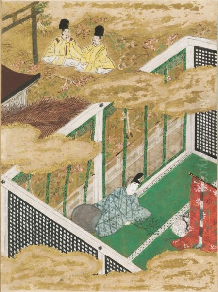 The Green Branch (Sakaki), Illustration to Chapter 10 of the Tale of Genji (Genji monogatari) - view 1