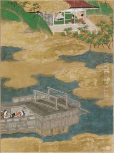 Suma, Illustration to Chapter 12 of the Tale of Genji (Genji monogatari) by Tosa Mitsunobu