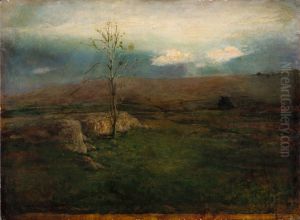 Sun Struggling Through Clouds (Landscape) by John La Farge