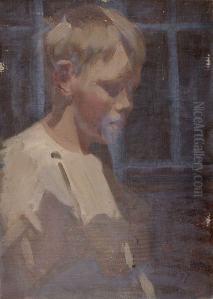 Portrait of a Boy Holding a Book - view 1