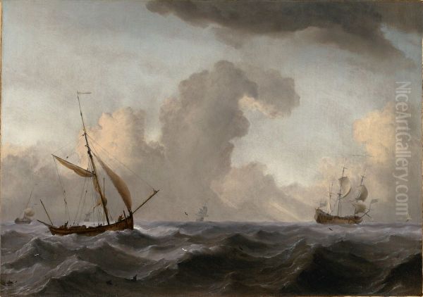 An English Galliot at Sea Running before a Strong Wind - view 1