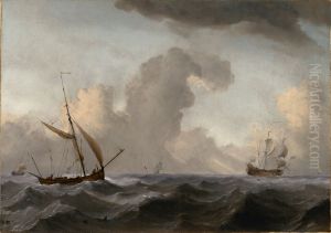 An English Galliot at Sea Running before a Strong Wind by Willem van de Velde the Younger