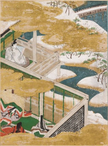 Beneath the Oak (Shiigamoto), Illustration to Chapter 46 of the Tale of Genji (Genji monogatari) - view 1