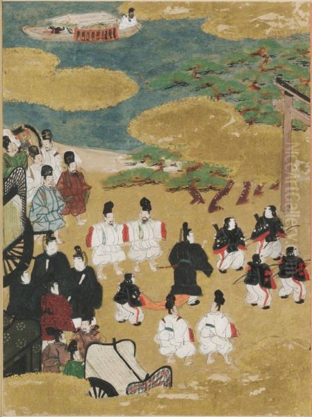 The Pilgrimage to Sumiyoshi (Miotsukushi), Illustration to Chapter 14 of the Tale of Genji (Genji monogatari) - view 1