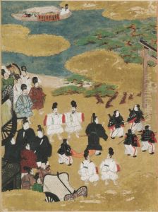 The Pilgrimage to Sumiyoshi (Miotsukushi), Illustration to Chapter 14 of the Tale of Genji (Genji monogatari)