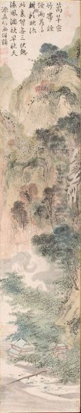 Landscape on Tanzaku (a narrow writing-paper) - view 1