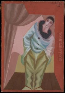 Le Pierrot au Rideau by Juan Gris
