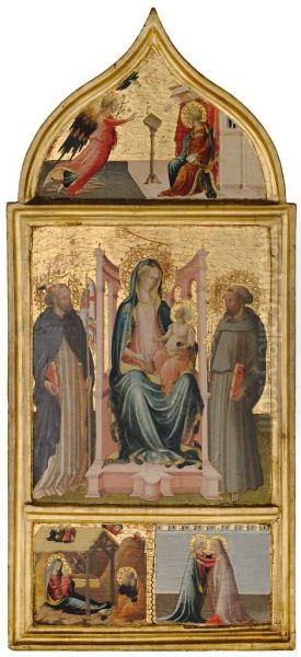 Annunciation; Predella: Nativity and Annunciation to the Shepherds, Visitation - view 1
