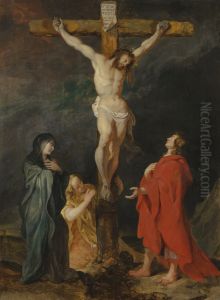 Christ on the cross with Mary, Mary Magdalene and John the Evangelist by (studio of) Rubens, Peter Paul