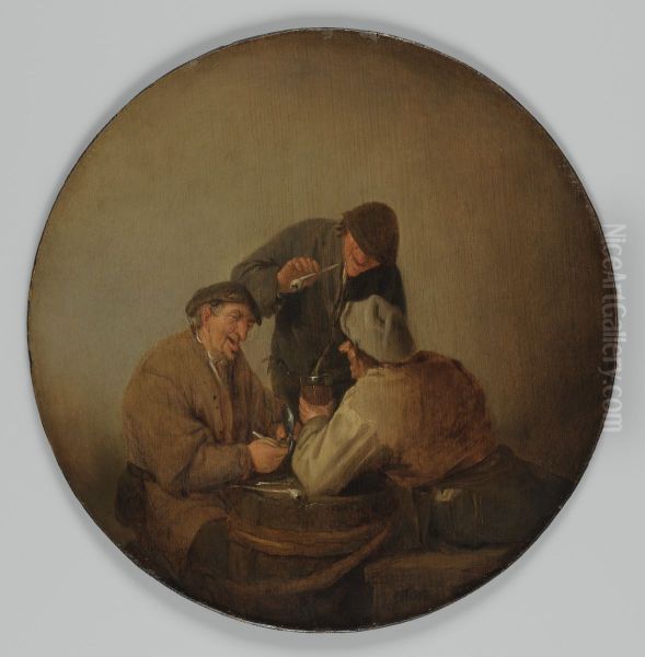 Three Peasants Drinking and Smoking - view 1
