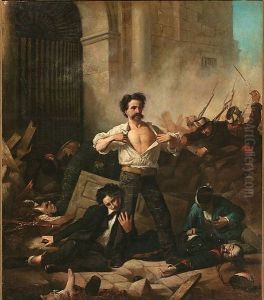 The Uprising at the San Gil Artillery Barracks in Madrid by Jose Nin Y Tudo