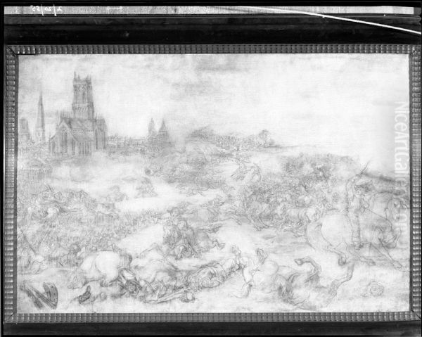 Battle Scene with Town in Background - view 1