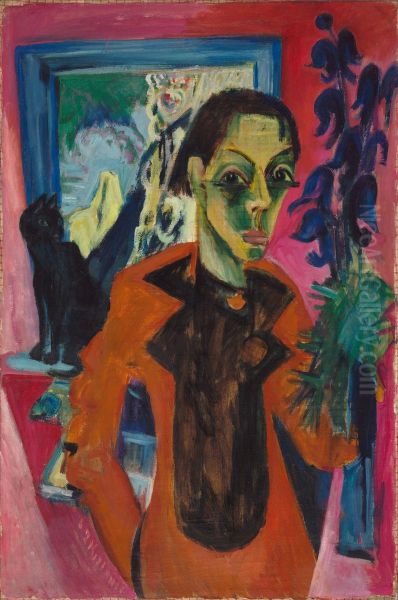 Self-Portrait with Cat - view 1