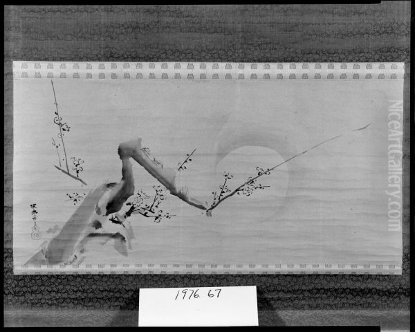 Blossoming Plum Branch and Moon - view 1