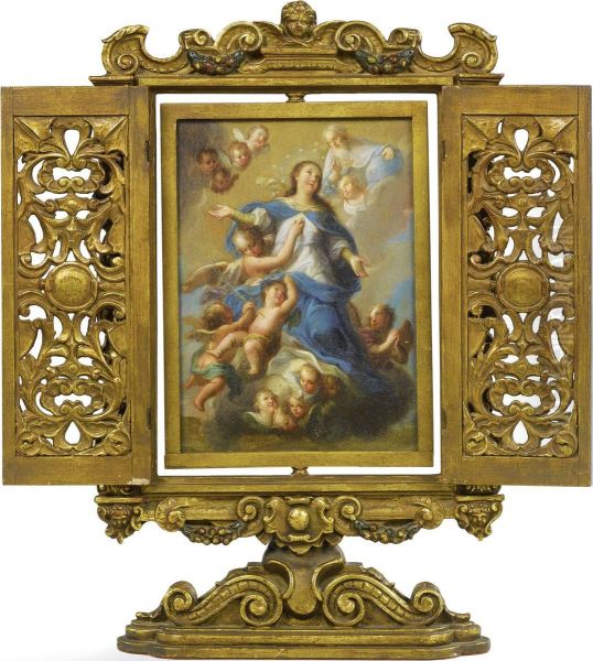 Double-sided Panel: The Assumption Of The Virgin And St. Augustine by Miguel Cabrera