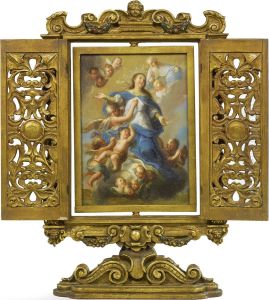 Double-sided Panel: The Assumption Of The Virgin And St. Augustine by Miguel Cabrera