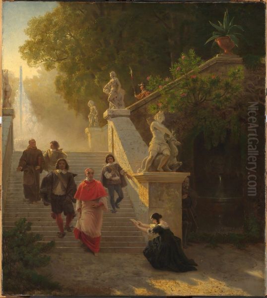 A Cardinal and his Entourage in a Park - view 1