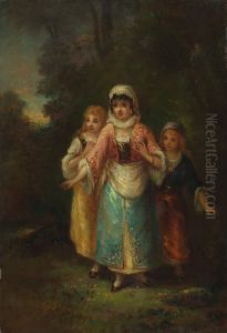 Three Girls in a Wood by Narcisse Virgilio Diaz