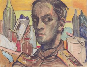 Autoportret w mundurze by Stanislaw Ignacy Witkiewicz (Witkacy)