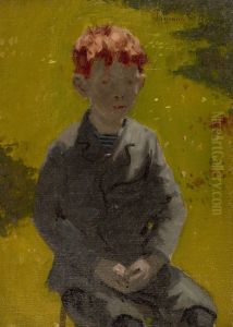 Portrait of a Boy Seated on Grass by Denman Ross