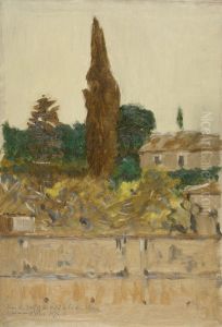 Landscape with Cypresses by Denman Ross