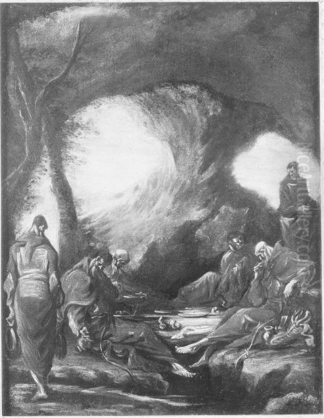 Monks in a Grotto - view 1