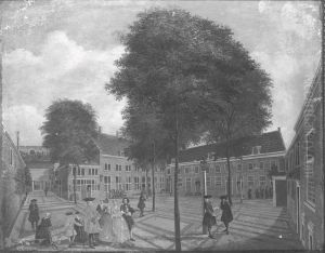 The Large Court of the Pesthouse, Amsterdam by Louis Chalon