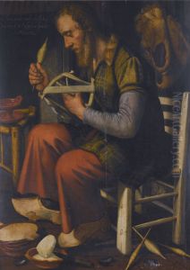 De Gortenteller, A Dutch Proverb of an Old Man Spinning his Reel by Pieter Pietersz the Elder